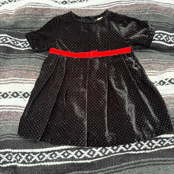 VINTAGE Y2K BT KIDS BLACK GLITTER RED BOW DRESS SIZE 24 MONTHS - Picture 1 of 6